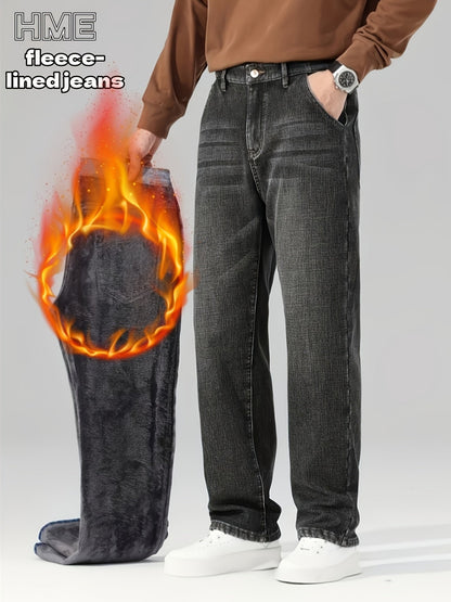 Men's Straight Leg Jeans - Classic Wash Clean Finish Streetwear – Deep Grey Denim – Grey option – view 2