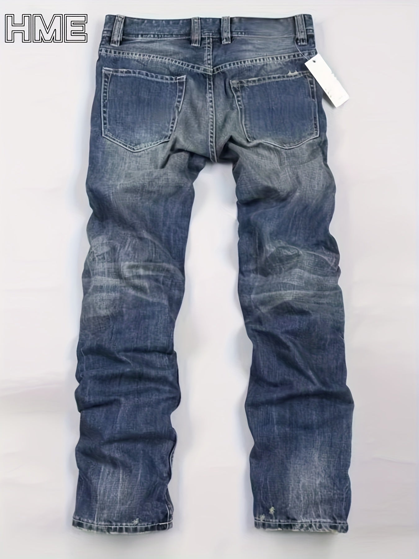 Men's Straight Leg Jeans - Classic Wash Clean Finish Streetwear – Sea Blue – view 4