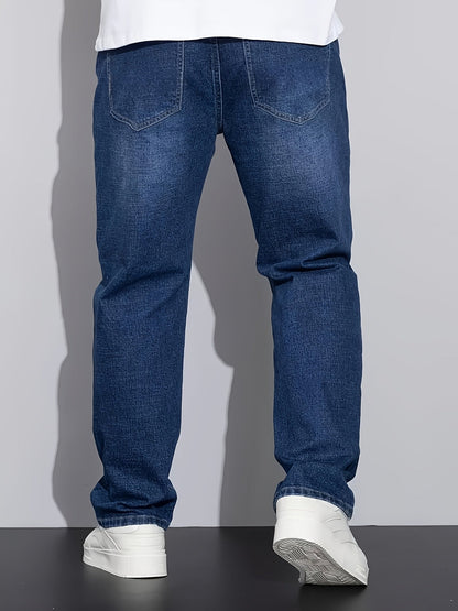 Men's Straight Leg Jeans - Classic Wash Clean Finish Streetwear – Sizes 1XL–6XL – view 3