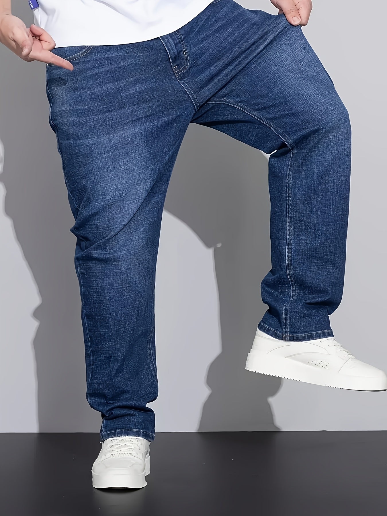 Men's Straight Leg Jeans - Classic Wash Clean Finish Streetwear – Sizes 1XL–6XL – view 11