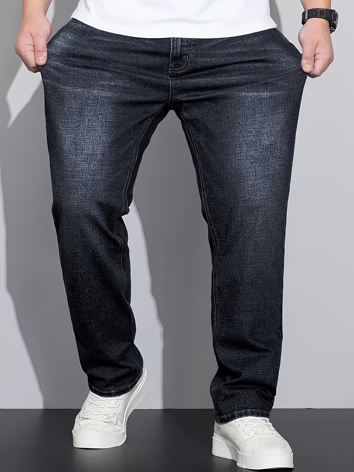 Men's Straight Leg Jeans - Classic Wash Clean Finish Streetwear – Sizes 1XL–6XL – view 15