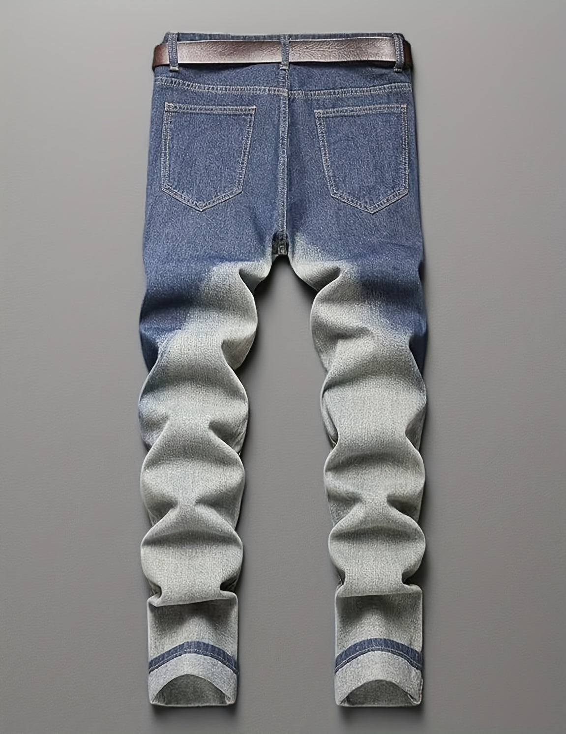Men's Straight Leg Jeans - Classic Wash Distressed – Light Blue – view 6