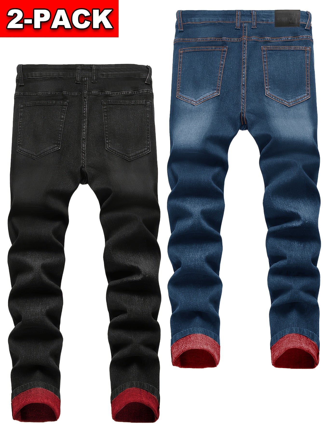 Men's Straight Leg Jeans - Classic Wash Distressed – Sizes 30–40 – view 5