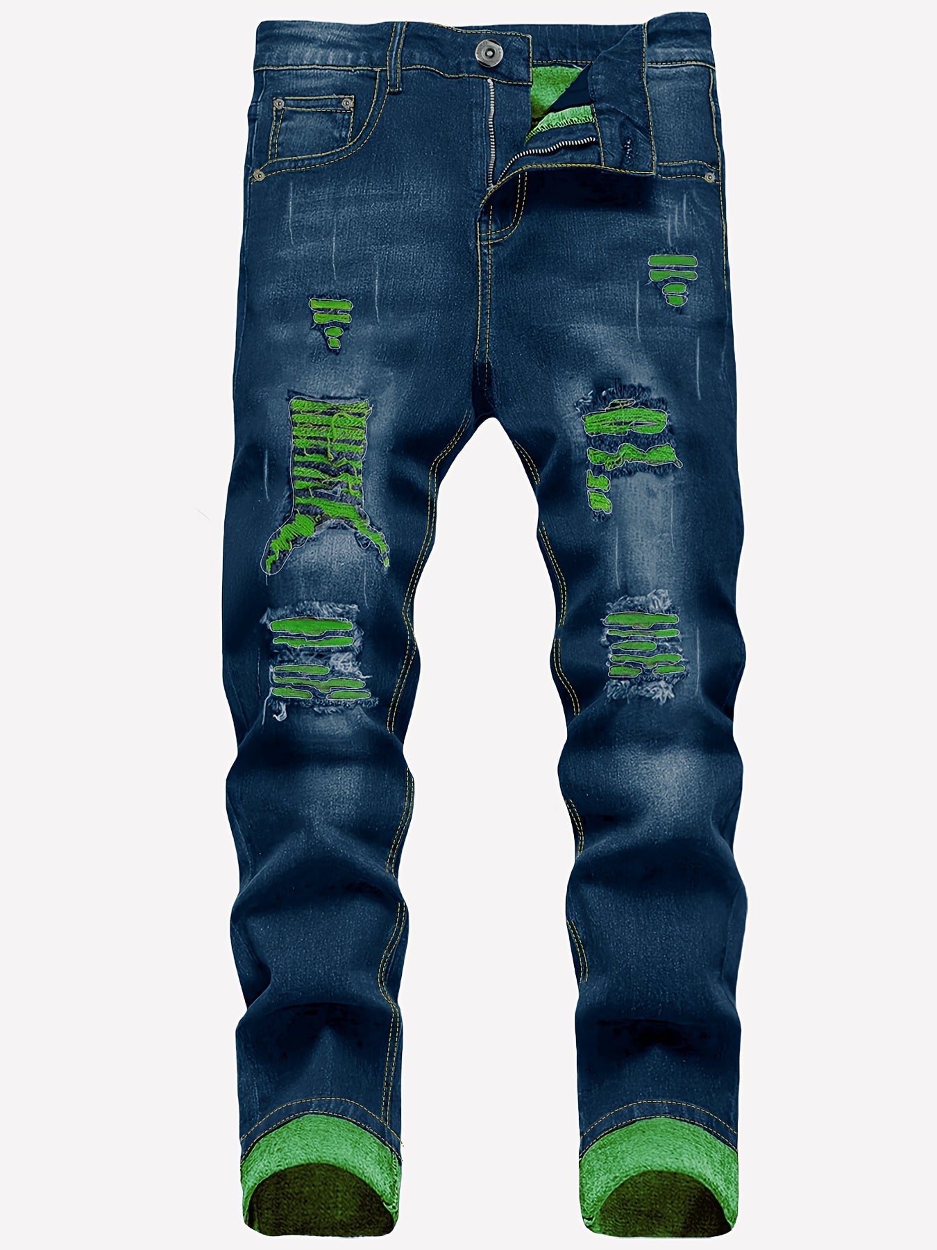 Men's Straight Leg Jeans - Classic Wash Distressed – Sizes 30–40 – view 6
