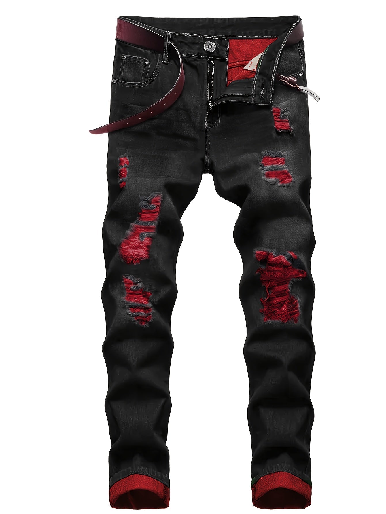 Men's Straight Leg Jeans - Classic Wash Distressed – Sizes 30–40 – view 7