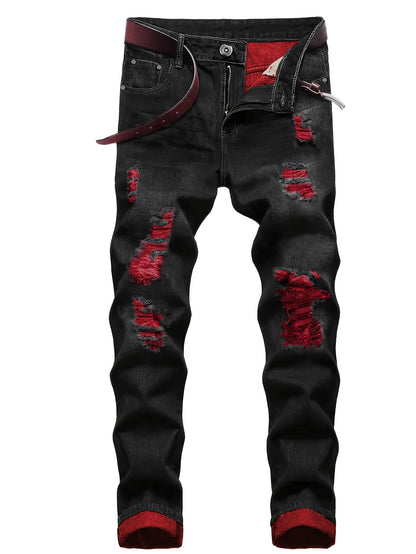 Men's Straight Leg Jeans - Classic Wash Distressed – Sizes 30–40 – view 7