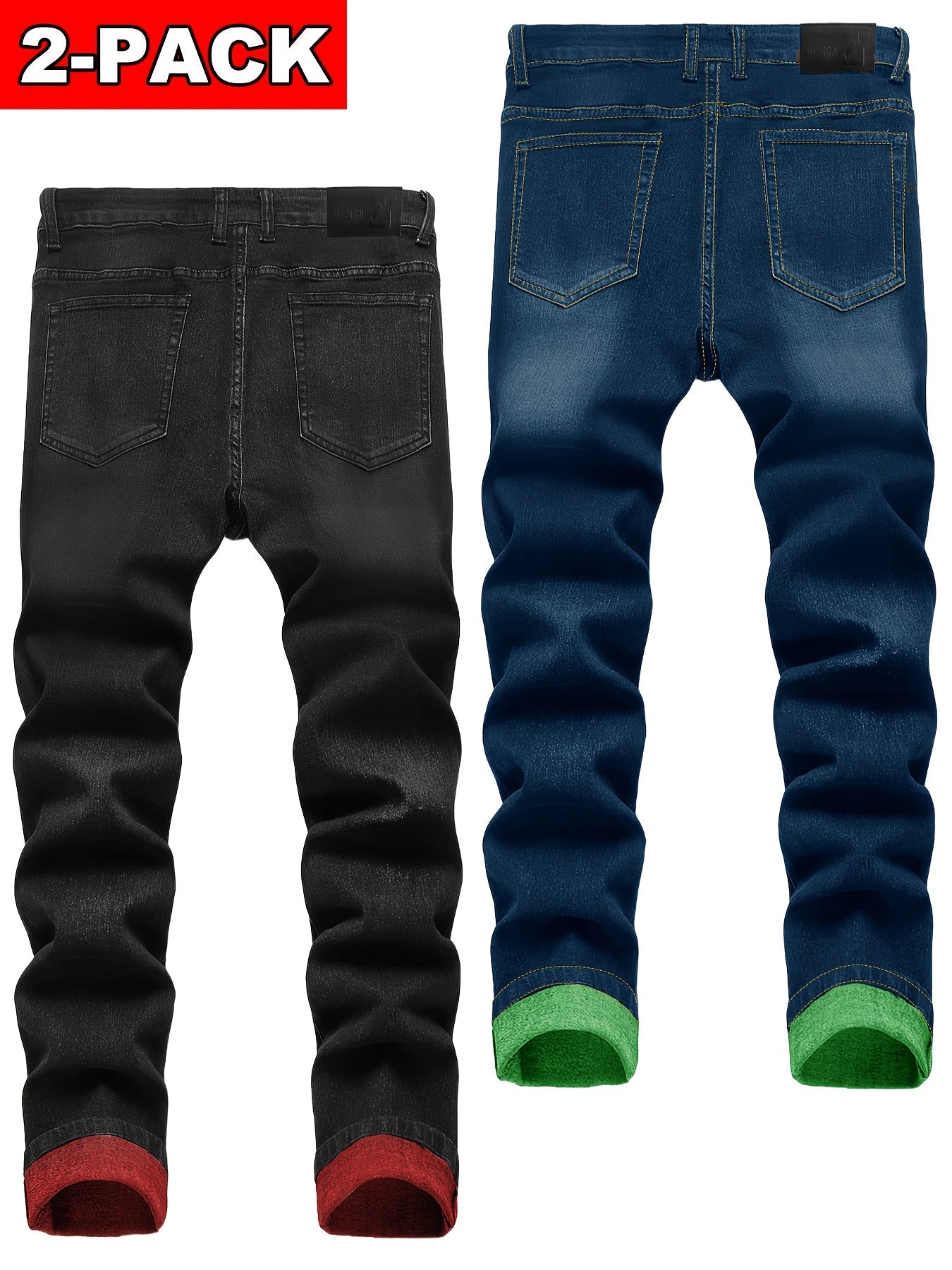 Men's Straight Leg Jeans - Classic Wash Distressed – Sizes 30–40 – view 10