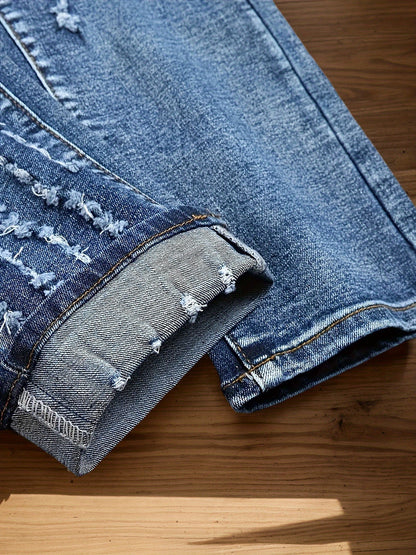 Men's Straight Leg Jeans - Classic Wash Distressed Weekend – view 8