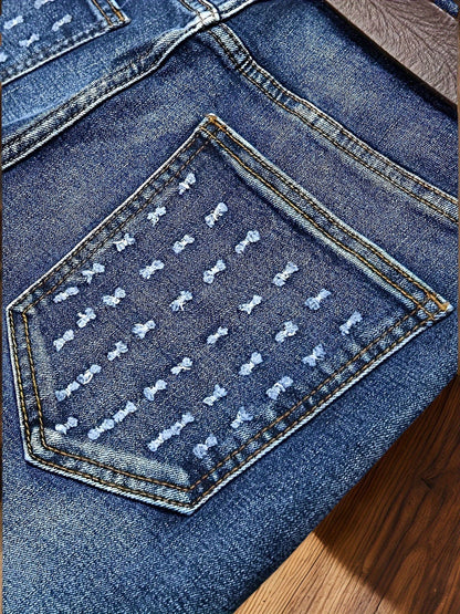 Men's Straight Leg Jeans - Classic Wash Distressed Weekend – view 14