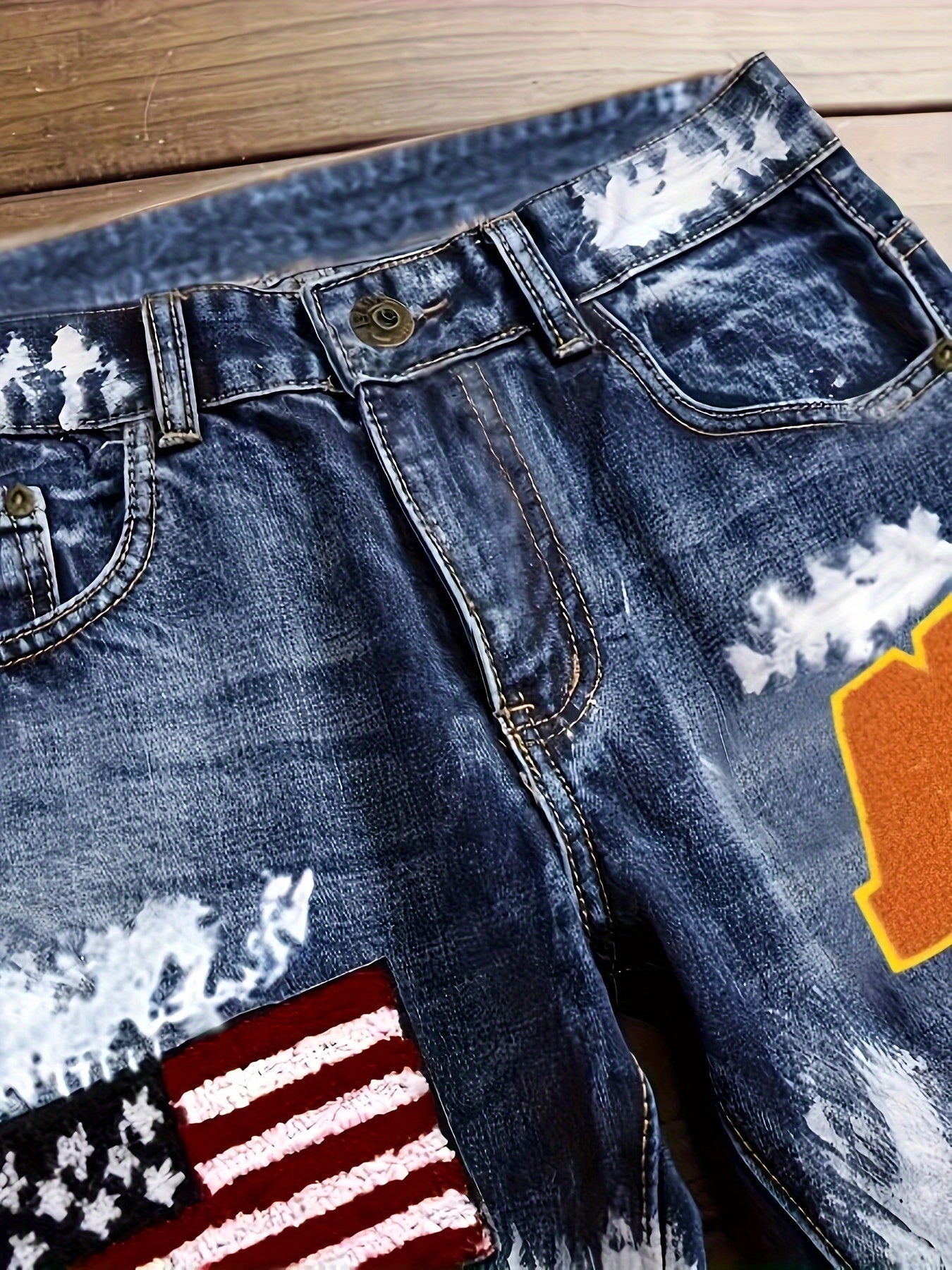Men's Straight Leg Jeans - Classic Wash Embroidered – view 3