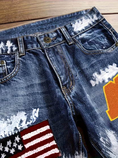 Men's Straight Leg Jeans - Classic Wash Embroidered – view 3