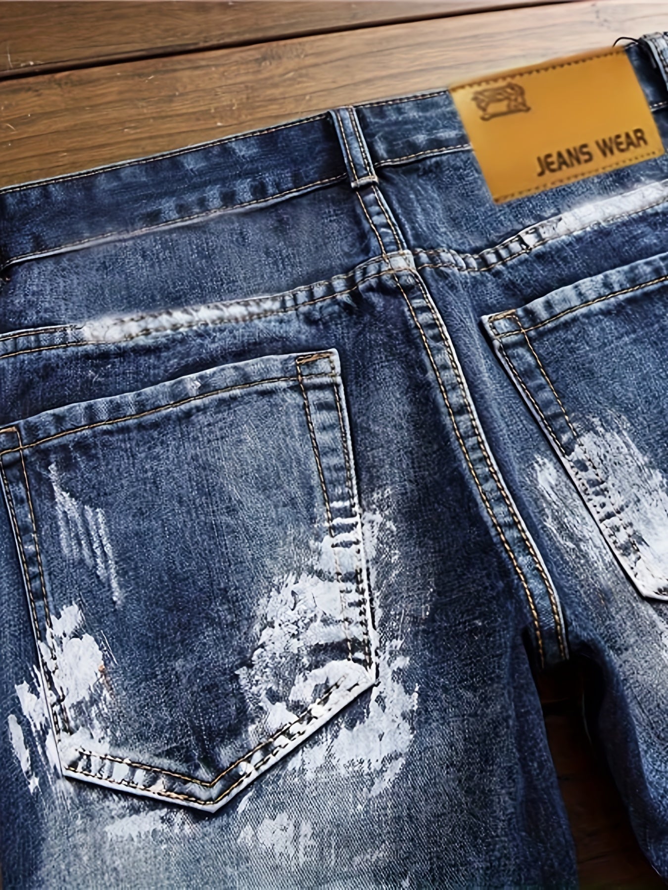Men's Straight Leg Jeans - Classic Wash Embroidered – view 10