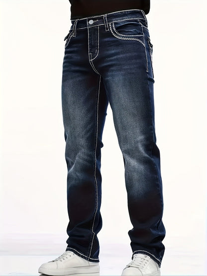 Men's Straight Leg Jeans - Classic Wash Embroidered Weekend – view 4