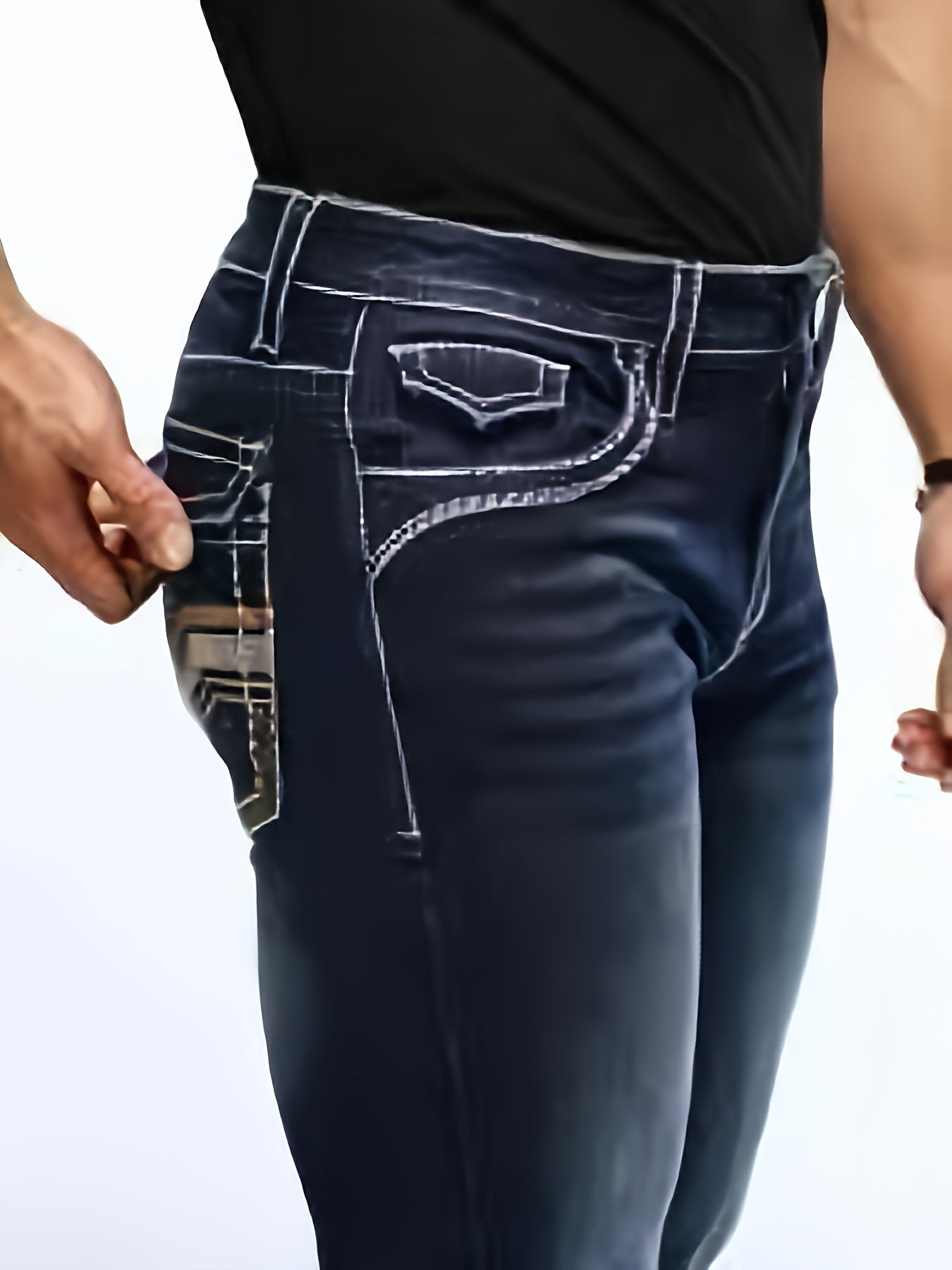 Men's Straight Leg Jeans - Classic Wash Embroidered Weekend – view 7