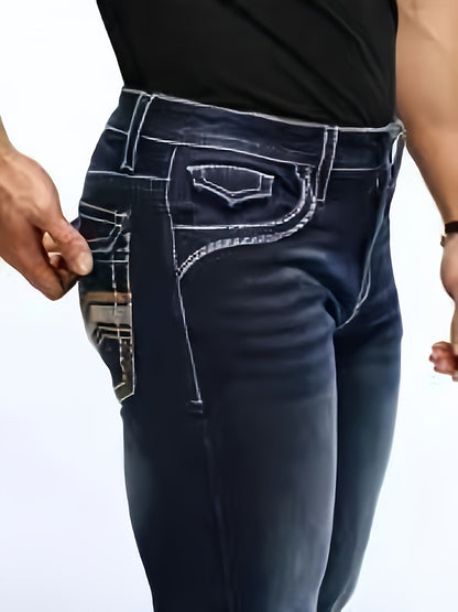 Men's Straight Leg Jeans - Classic Wash Embroidered Weekend – view 7