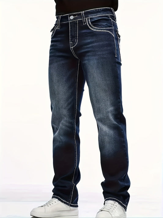 Men's Straight Leg Jeans - Classic Wash Embroidered Weekend – Blue option – main product image