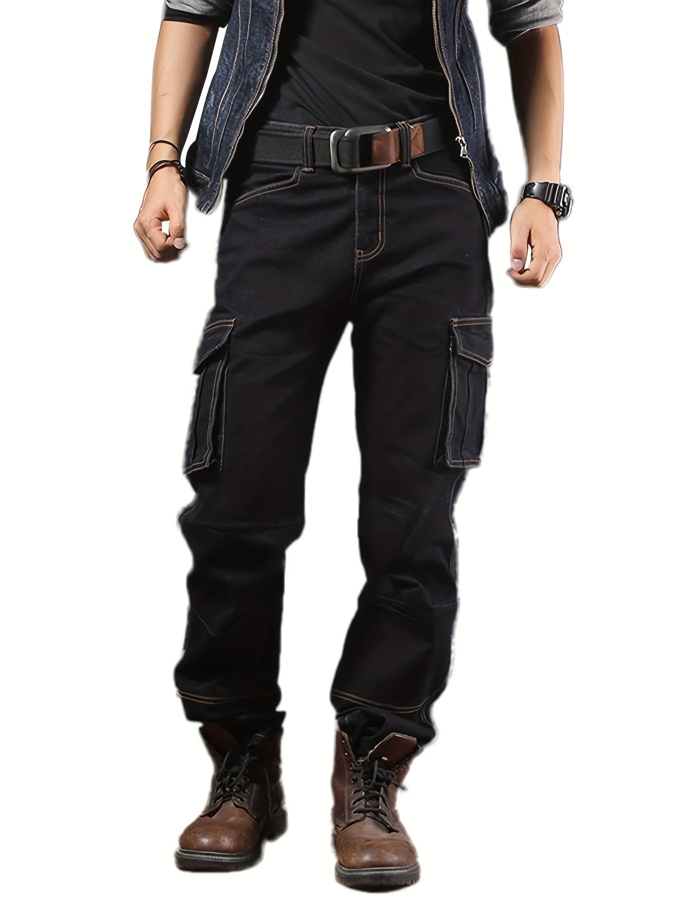Men's Straight Leg Jeans - Classic Wash Utility Pocket – Blue option – main product image