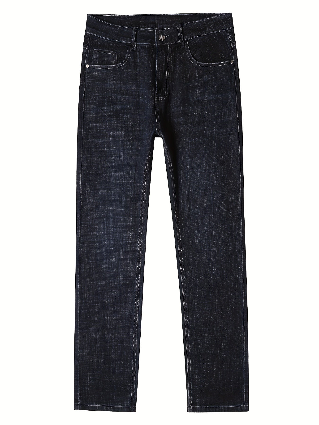 Men's Straight Leg Jeans - Vintage Wash Clean Finish – Black Blue Denim – view 8