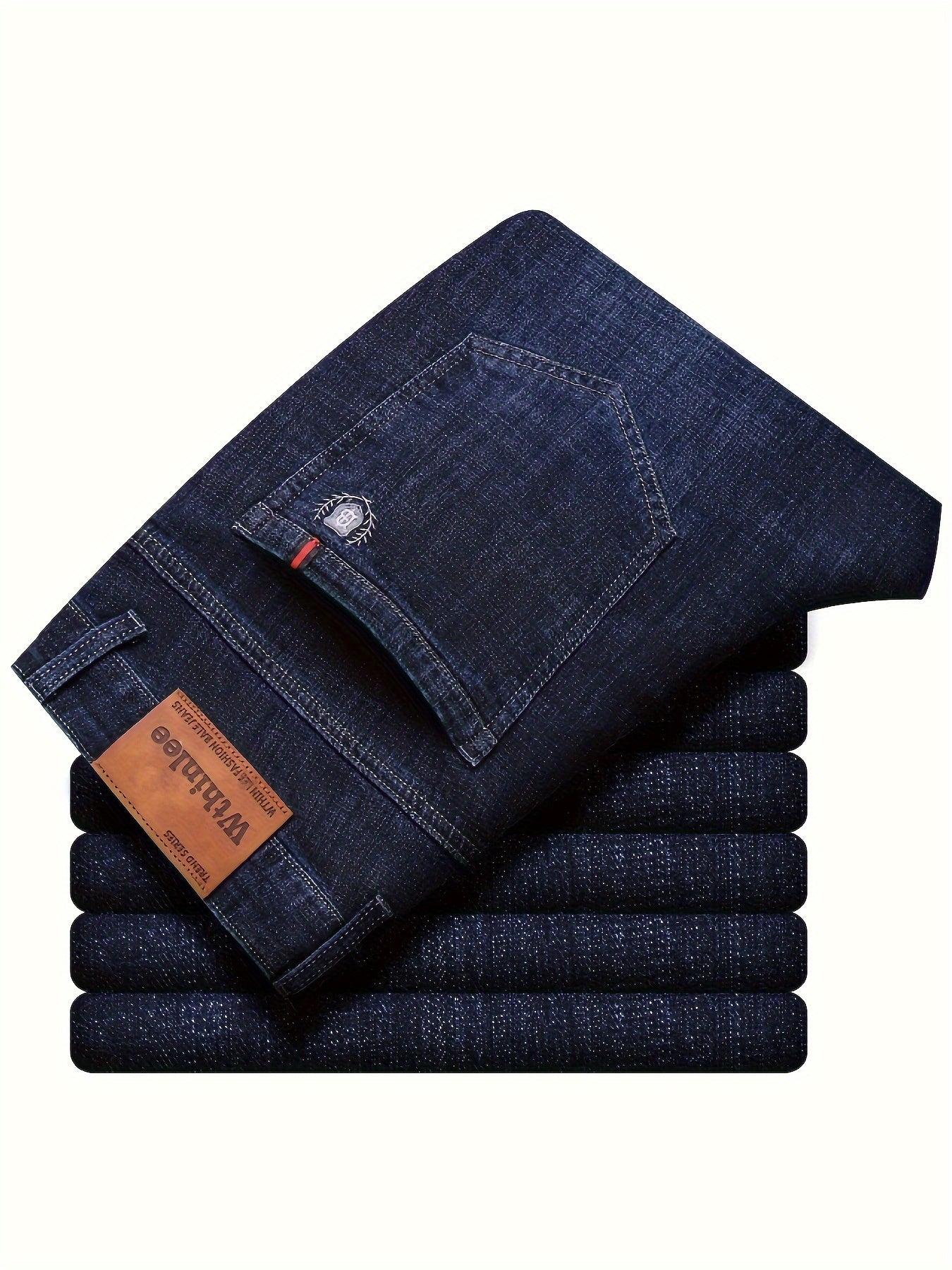 Men's Straight Leg Jeans - Vintage Wash Clean Finish – Black Blue Denim – view 14