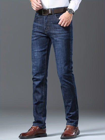 Men's Straight Leg Jeans - Vintage Wash Clean Finish – Black Blue Denim – view 18