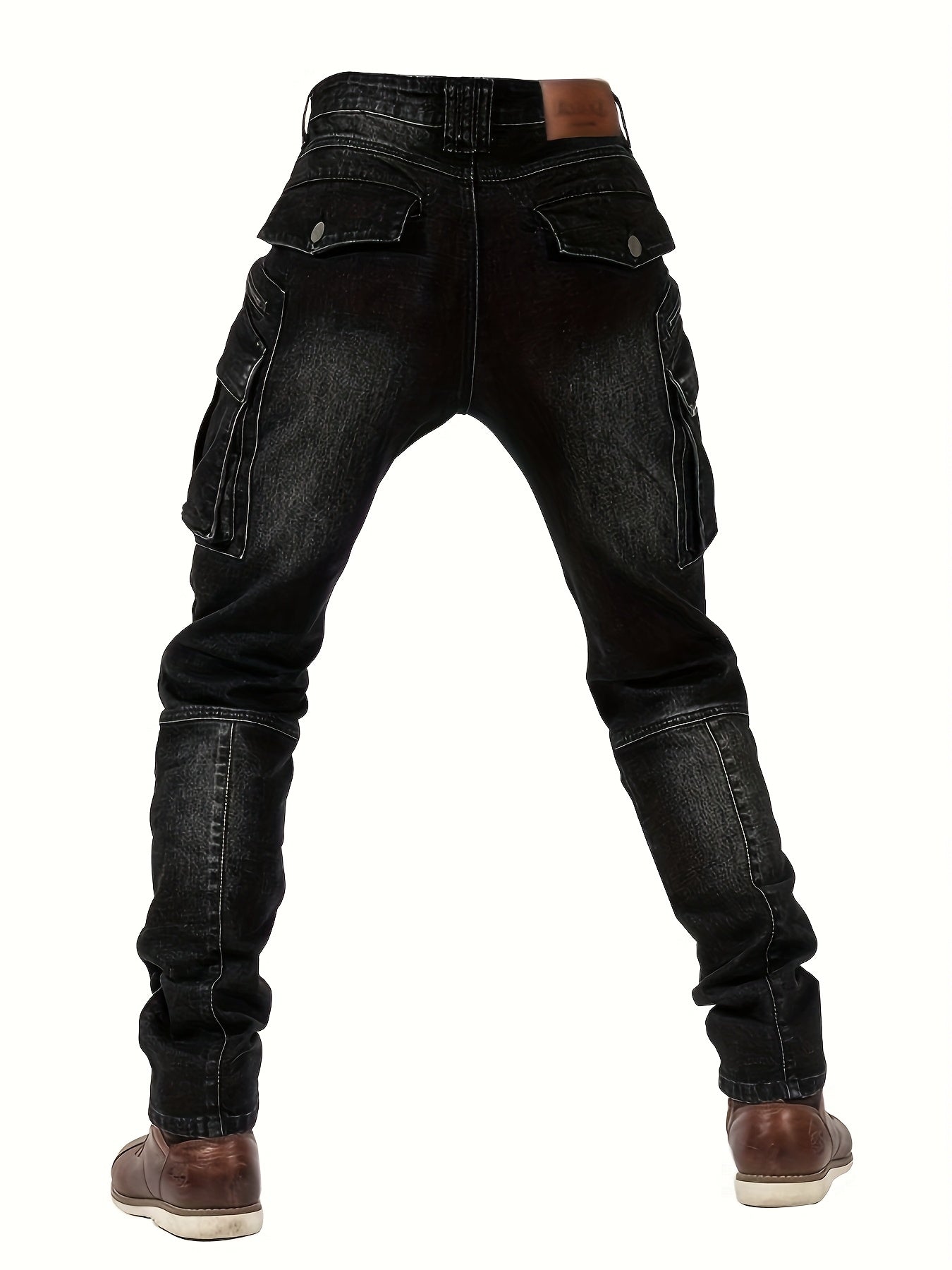 Men's Straight Leg Jeans - Vintage Wash Clean Finish Streetwear – view 3
