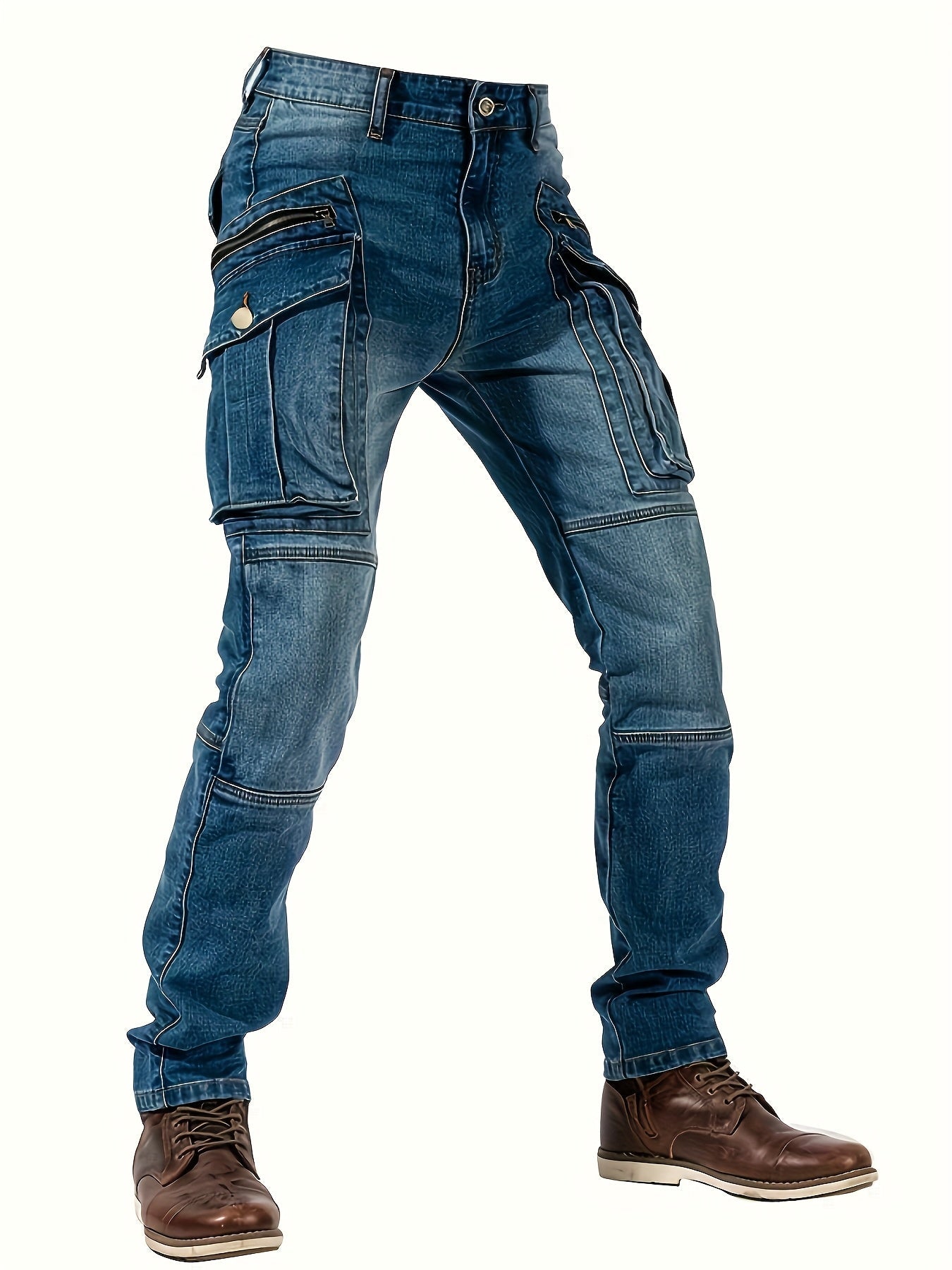 Men's Straight Leg Jeans - Vintage Wash Clean Finish Streetwear – view 7