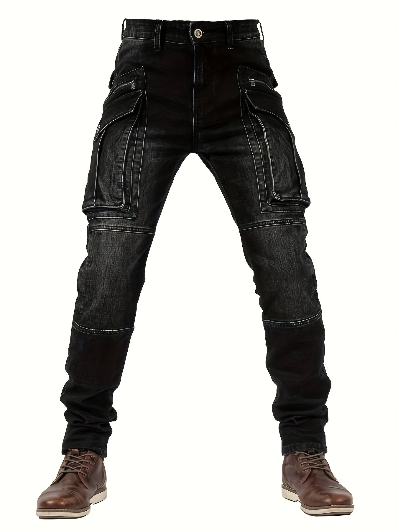 Men's Straight Leg Jeans - Vintage Wash Clean Finish Streetwear – view 12