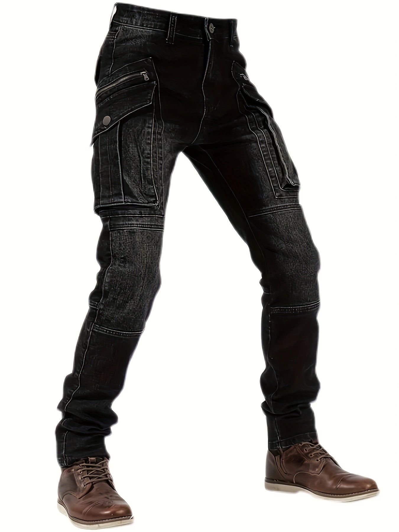 Men's Straight Leg Jeans - Vintage Wash Clean Finish Streetwear – view 14