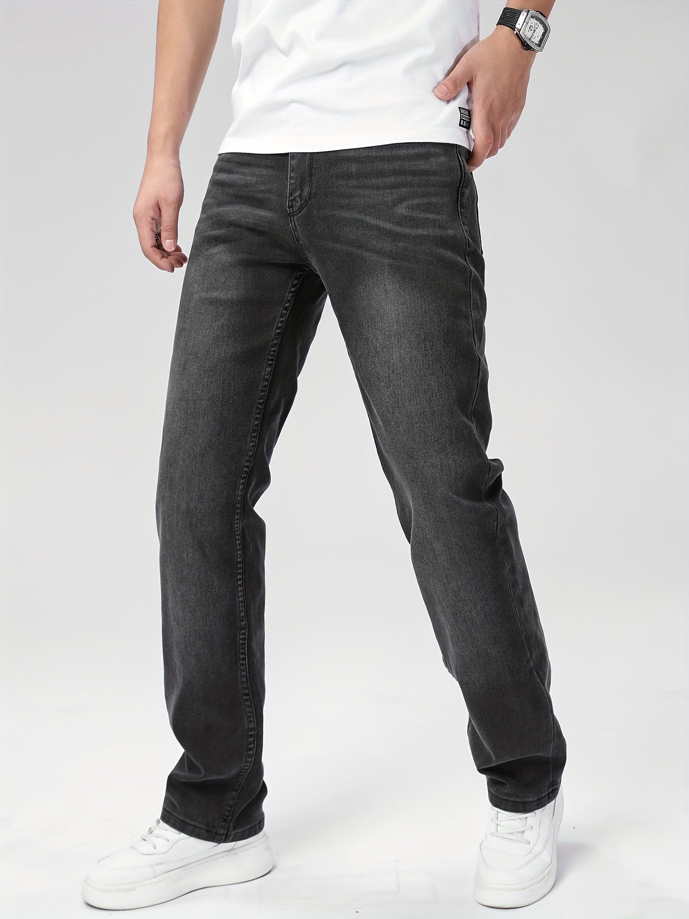 Men's Straight Leg Jeans - Vintage Wash Clean Finish Weekend – view 5