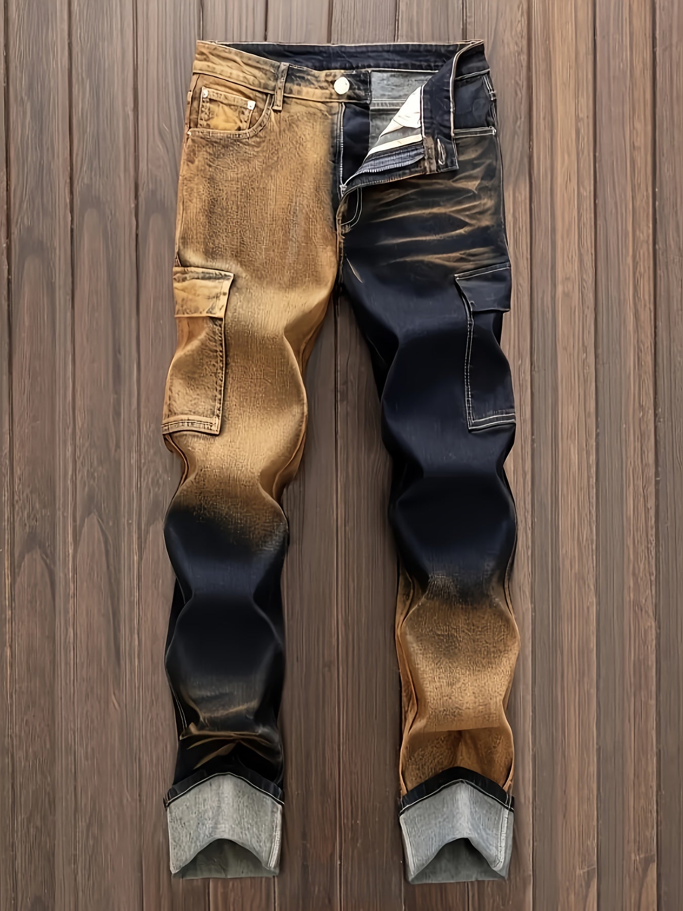 Men's Straight Leg Jeans - Vintage Wash Utility Pocket – Blue option – main product image