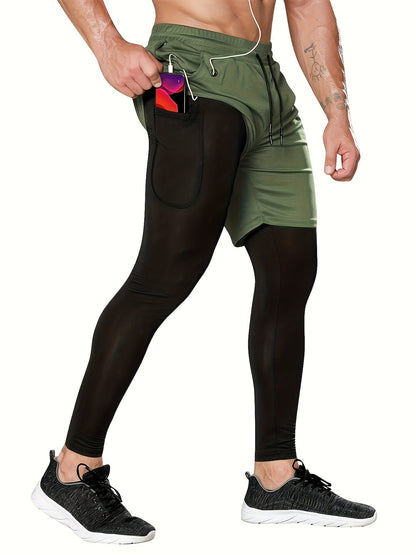 Men's Stretch Leggings - Stretch Comfort – Black / White detail view
