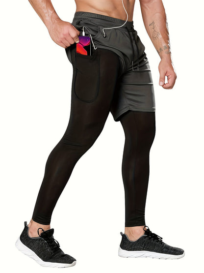 Men's Stretch Leggings - Stretch Comfort – Black / White – view 9