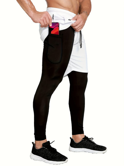 Men's Stretch Leggings - Stretch Comfort – Black / White – Black option – view 4