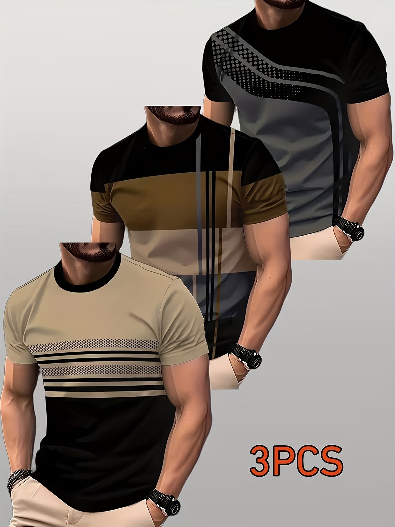 Men's Striped T-Shirt - Classic Neck Short Sleeve – view 6