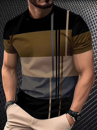 Men's Striped T-Shirt - Classic Neck Short Sleeve – view 8