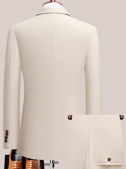 Men's Suit Set – Men's Beige Viscose Long-Sleeve Dress – view 7
