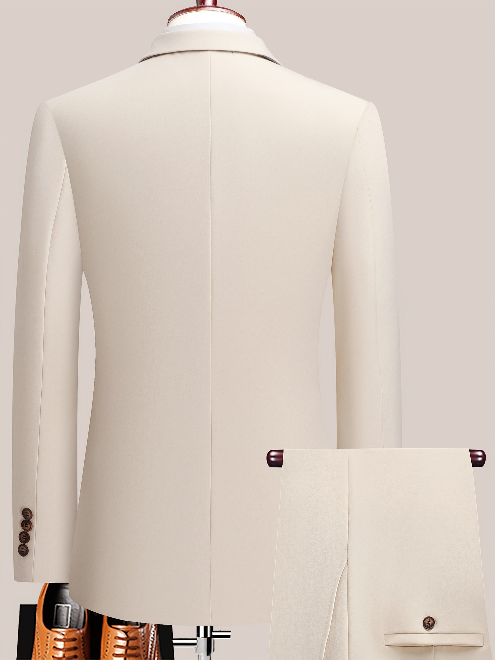 Men's Suit Set – Men's Beige Viscose Long-Sleeve Dress – view 10
