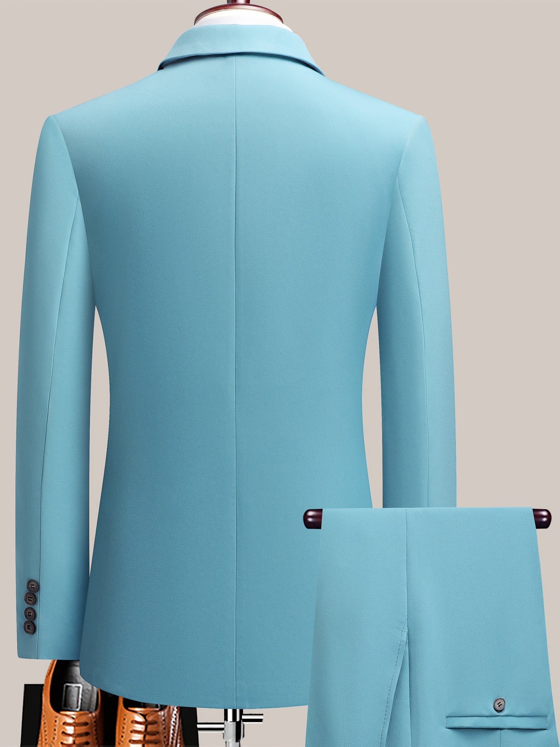 Men's Suit Set – Men's Beige Viscose Long-Sleeve Dress – view 16
