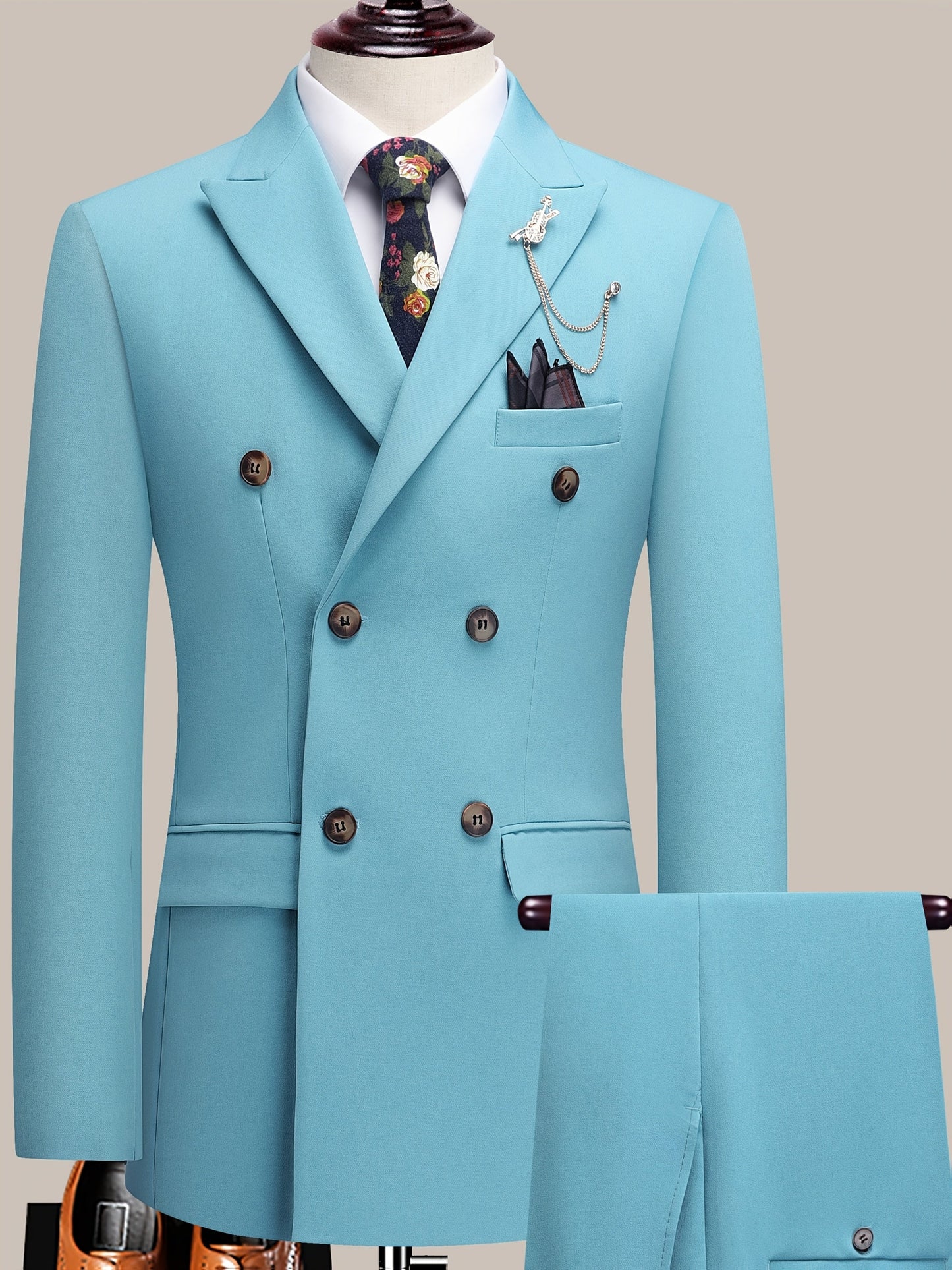 Men's Suit Set – Men's Beige Viscose Long-Sleeve Dress – Beige option – main product image