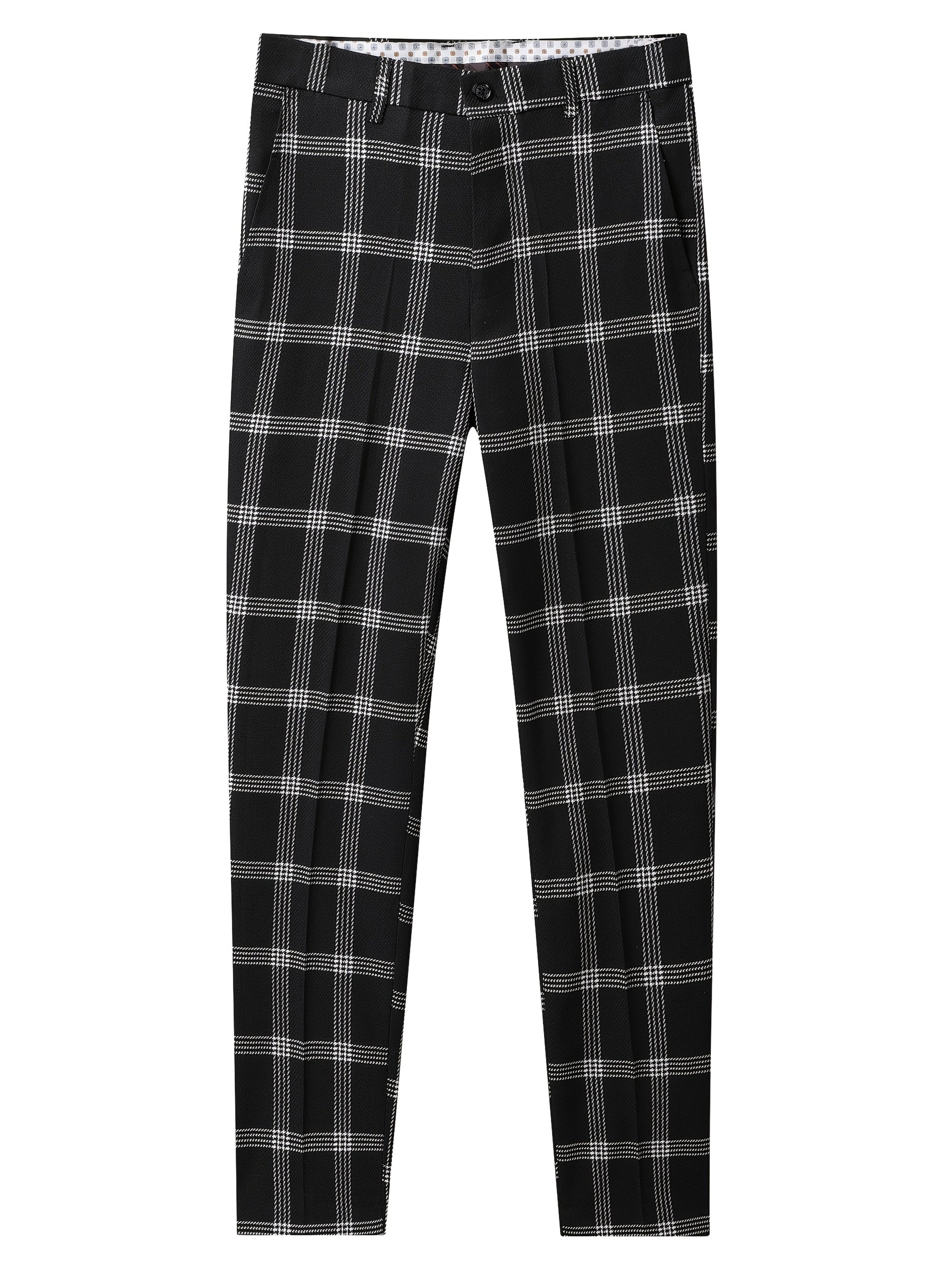 Men's Suit Set – Men's Black Grid Polyester Slim-Fit Dress – view 7
