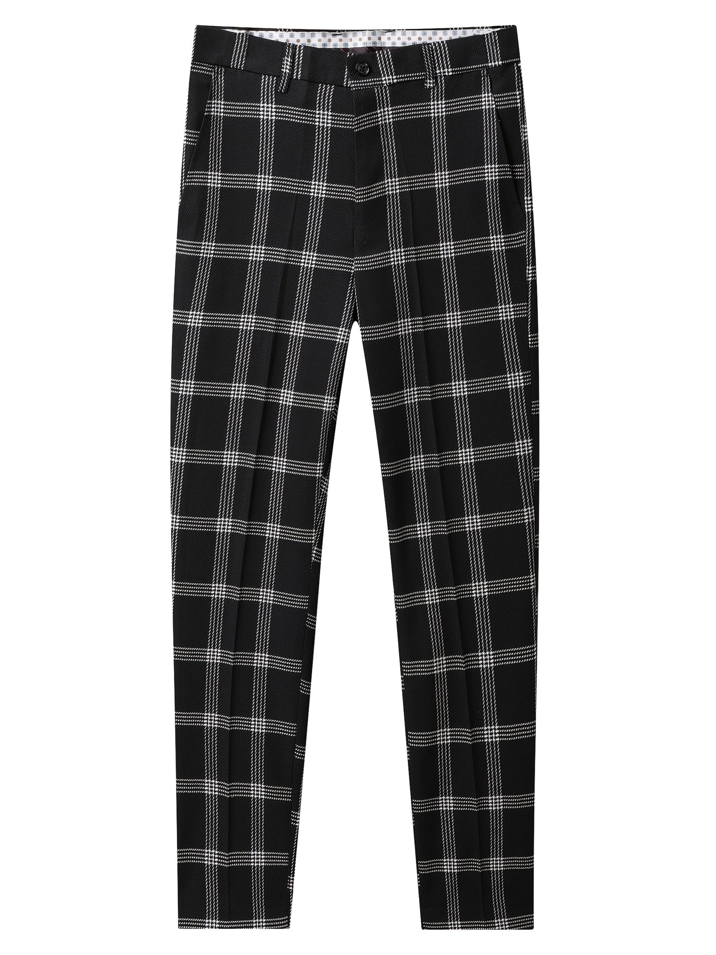 Men's Suit Set – Men's Black Grid Polyester Slim-Fit Dress – view 12