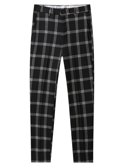 Men's Suit Set – Men's Black Grid Polyester Slim-Fit Dress – view 12