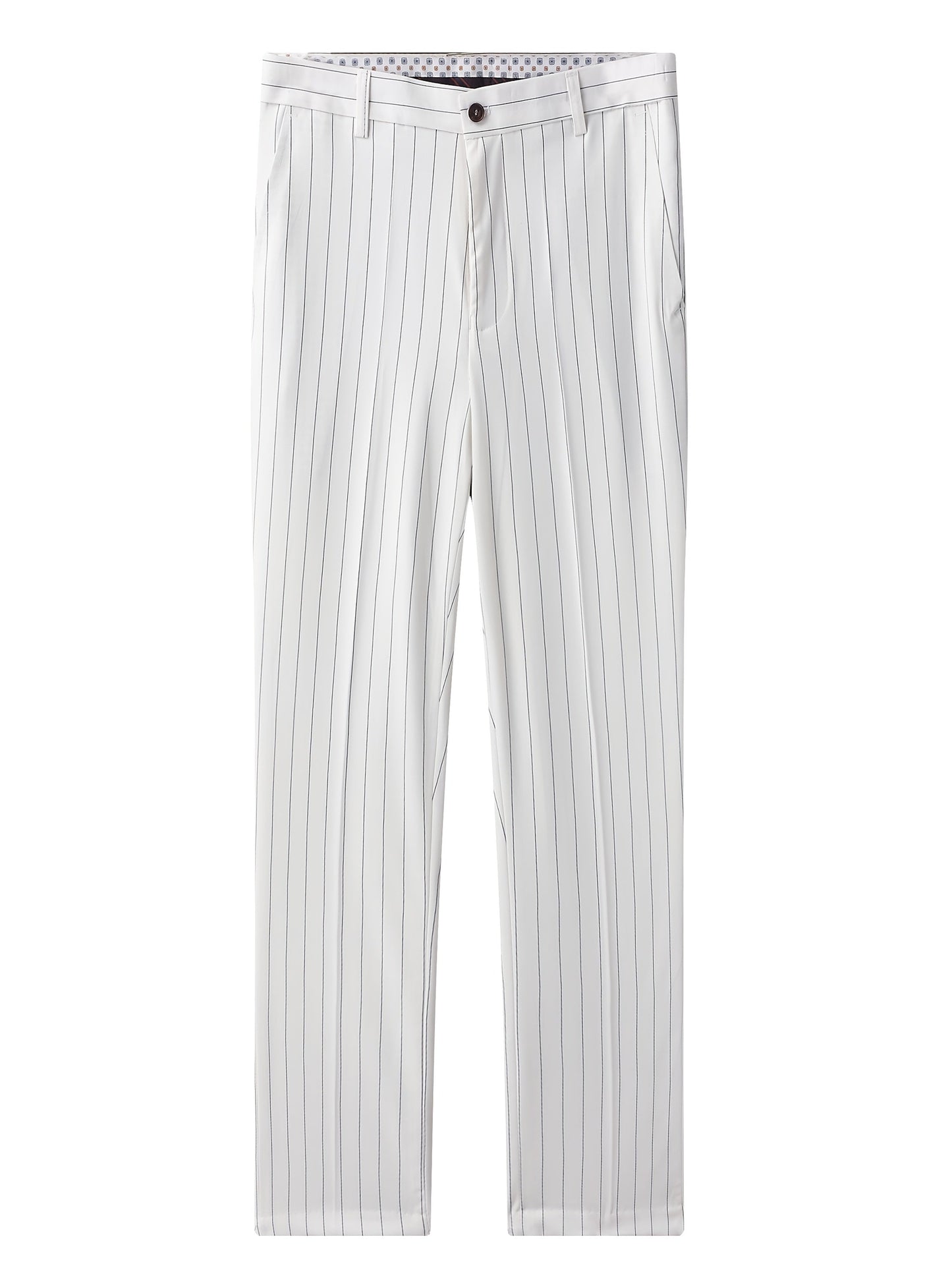 Men's Suit Set – Men's White Stripes Lace Striped Long-Sleeve Dress – view 6