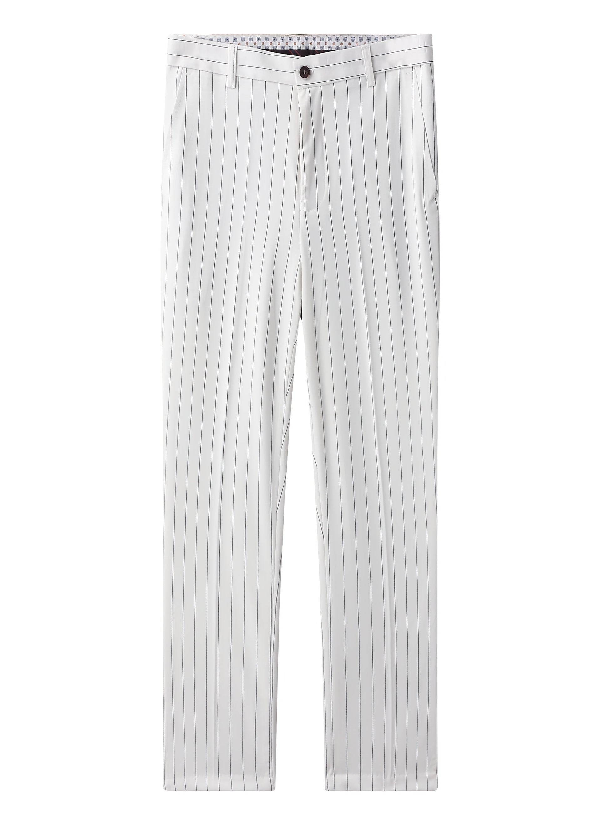 Men's Suit Set – Men's White Stripes Lace Striped Long-Sleeve Dress – view 6