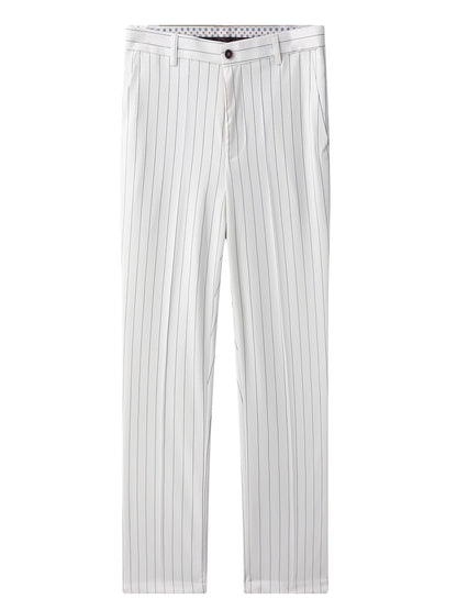 Men's Suit Set – Men's White Stripes Lace Striped Long-Sleeve Dress – view 6