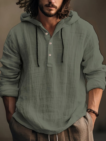 Men's Sweatshirt – Men's fern green Cotton Long-Sleeve Shirt – view 5