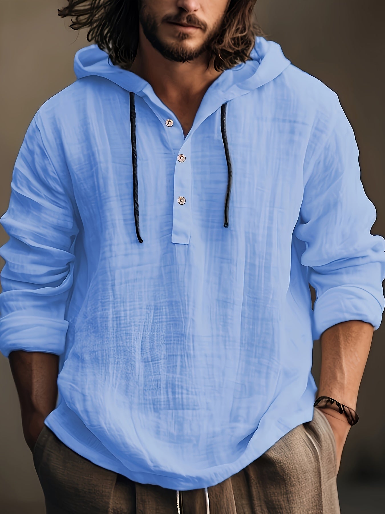 Men's Sweatshirt – Men's fern green Cotton Long-Sleeve Shirt – view 6