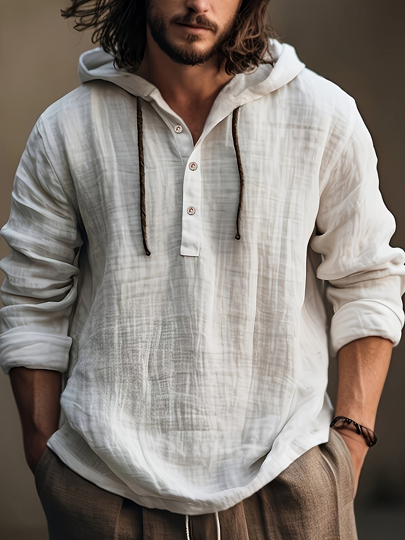 Men's Sweatshirt – Men's fern green Cotton Long-Sleeve Shirt – view 8