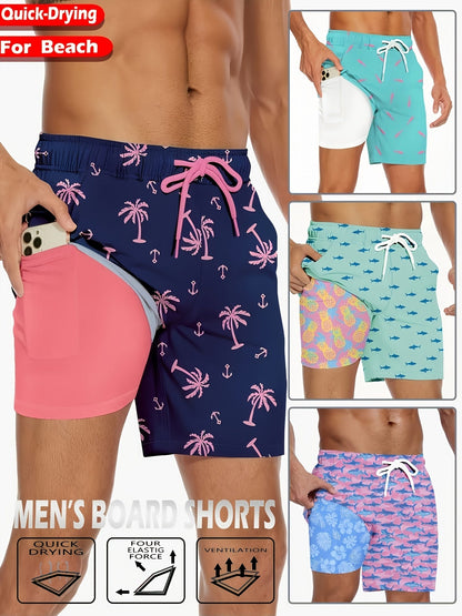 Men's Swimwear – Men's Cyan Polyester Printed Pants – view 4