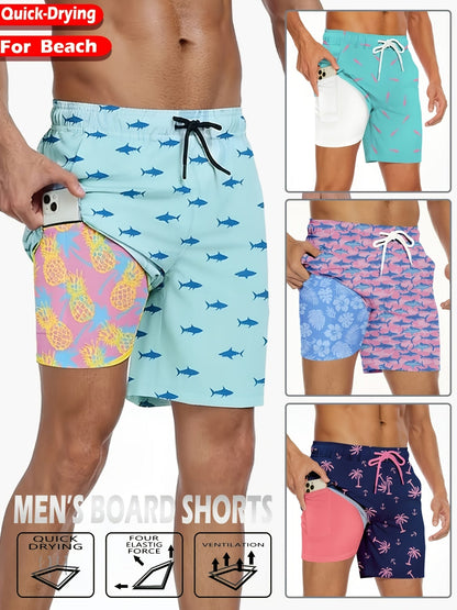 Men's Swimwear – Men's Cyan Polyester Printed Pants – view 5